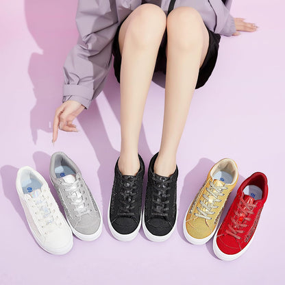 Women Glitter Sneakers Sparkly Sequin Canvas Fashion Sneakers Comfortable Lace Up Shiny Bling Shoes for Wedding Party
