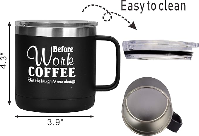 MEANT2TOBE Coffee Mug Gift Set, Before Work Coffee for the Things I Can Change, After Work for the Things I Cannot Change, Coffee Mug and Glass Gift Set, Coffee, Before Work After