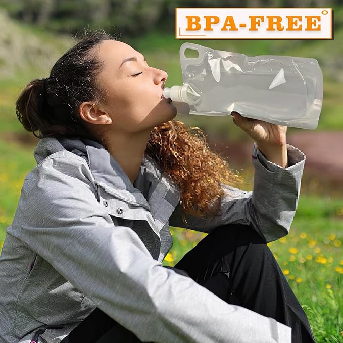 4 Pack Collapsible Water Bottles, Foldable Water Bottles for Traveling, Soft Water Bottle for Hiking, Running, Camping with 4 Loops