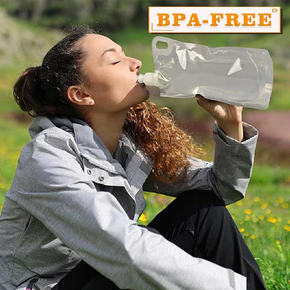 4 Pack Collapsible Water Bottles, Foldable Water Bottles for Traveling, Soft Water Bottle for Hiking, Running, Camping with 4 Loops