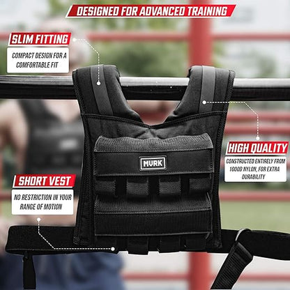 MVRK Weighted Vest Men - Adjustable to fit S-XXL: 18lbs | 28lbs | 35lbs | 45lbs | 65lbs- Weighted Workout Vest With Iron Weights, Heavy Duty Weighted Exercise Vest For Functional Training -Slim Design