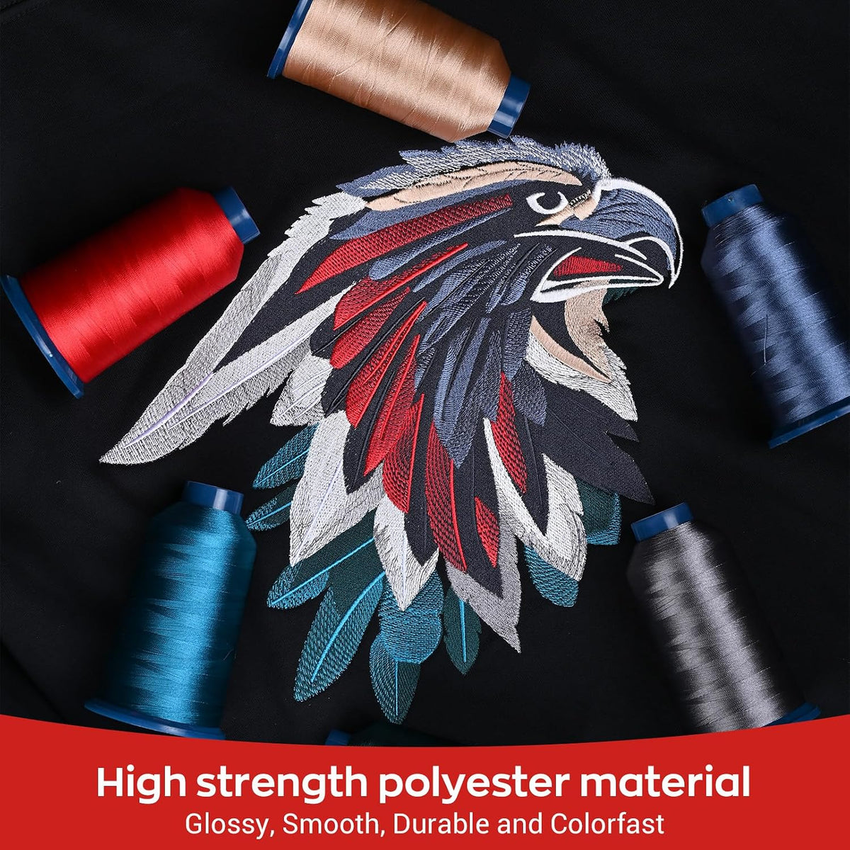 Polyester Embroidery Thread 4000M(4374Y) 40WT Thread for Commercial Multi Needles and Single Needle Embroidery Machine Blue 0334