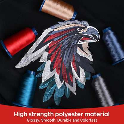 Polyester Embroidery Thread 4000M(4374Y) 40WT Thread for Commercial Multi Needles and Single Needle Embroidery Machine Blue 0334