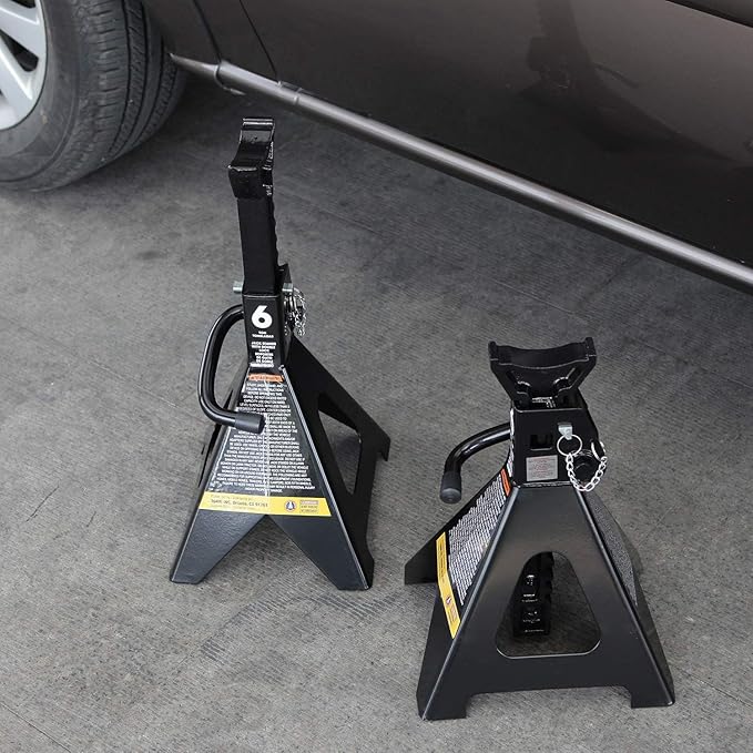 Torin AT46002AB-1 Double Locking Steel Jack Stands, 6 Ton (12,000 LBs) Capacity, Black, 1 Pair