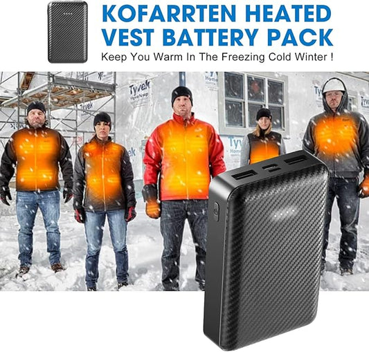 Heated Vest Battery Pack, 5V 2A 10000 mAh Power Bank for Heated Vest Heated Jacket, Dual USB Heated Vest Battery Charger, Battery Phone Charger for iPhone, Android