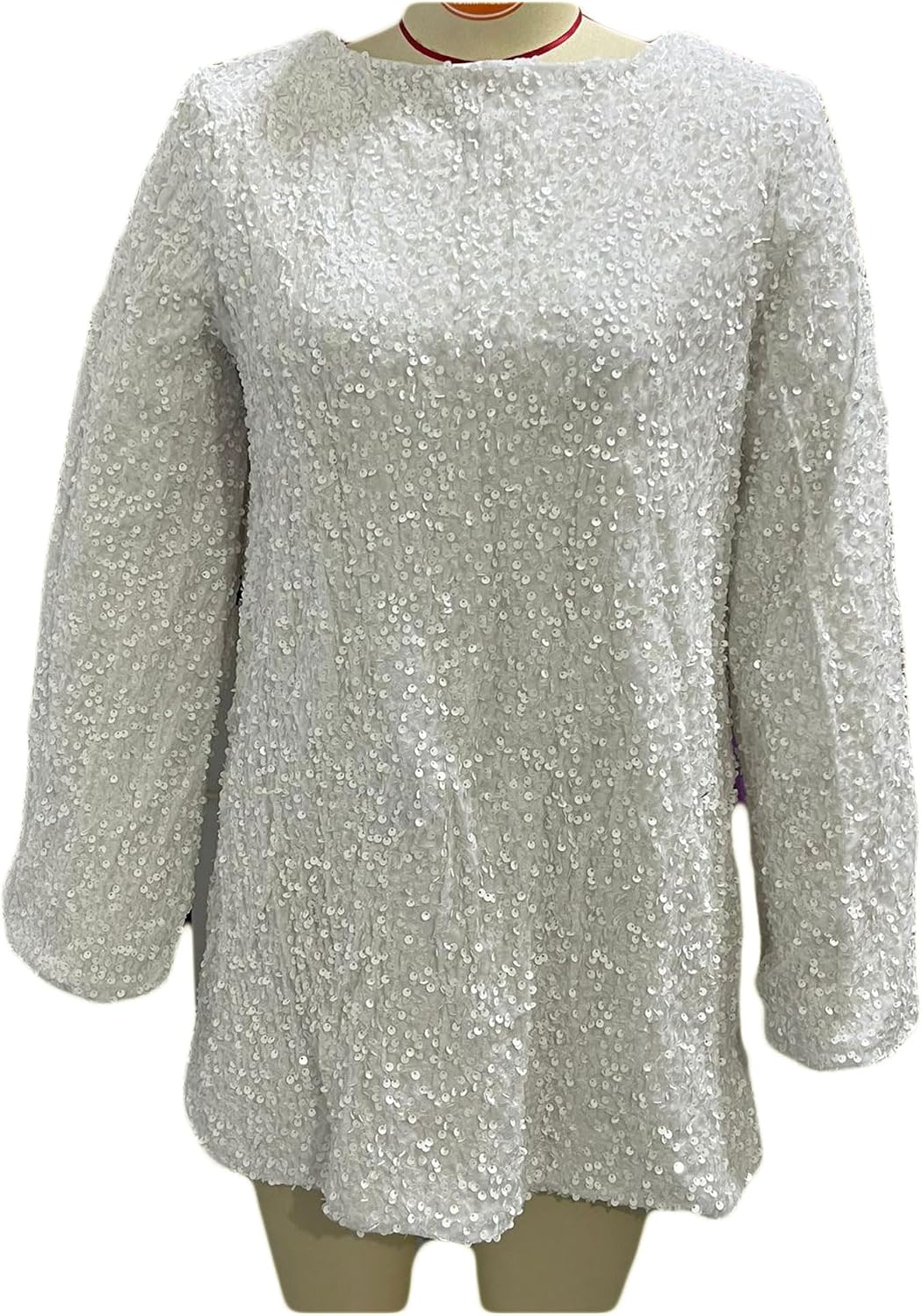 Dressnu Women's Sequin Dress Long Sleeve Loose Plus Size