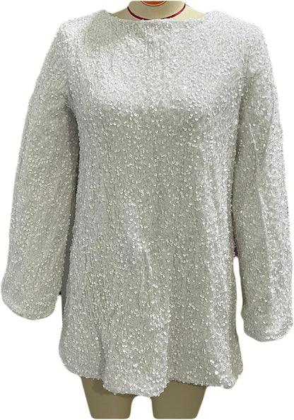 Dressnu Women's Sequin Dress Long Sleeve Loose Plus Size