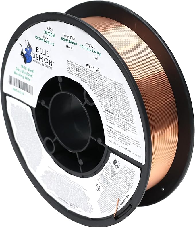 Blue Demon ER70S6 X .030 X 10 LB MIGGMAW Carbon Steel Welding Wire, All Position, Low Spatter, Formulated to Provide Porosity-Free, X-Ray Quality Welds