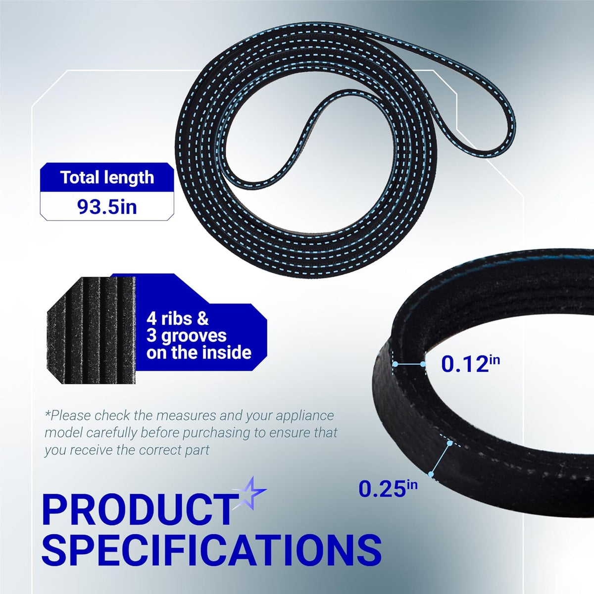 Ultra Durable 661570 3387610 Dryer Drum Belt - Compatible with Whirlpool Kenmore - Replaces AP5983729 661570V 3389728 3393999 PS11722115 WED94HEXW0 WED94HEXW1