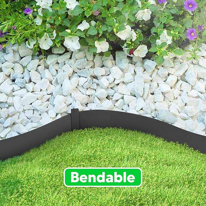 TMEE Landscape Edging Border 46 inch Strips, 6 inch Depth Hammer in Metal Edging for Landscaping with Clips 3 Pack