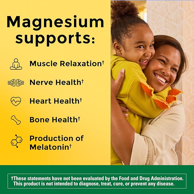 Nature Made Magnesium 250 mg, Magnesium Supplement for Muscle, Heart, Bone and Nerve Support, 90 Softgels, 90 Day Supply