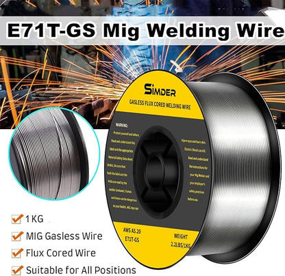 SSIMDER Flux Core Welding Wire Gasless MIG Wire Mild Steel E71TGS.035-Diameter, 2.2-Pound Spool