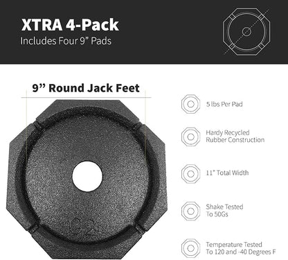SnapPad Xtra (5-Pack) | Four-Point RV Leveling System Featuring 9” Round Jack Feet | Adds 61% Additional Surface Area for Stability, 5 lbs Per Pad & 11” Total Width | Must-Have RV Accessories