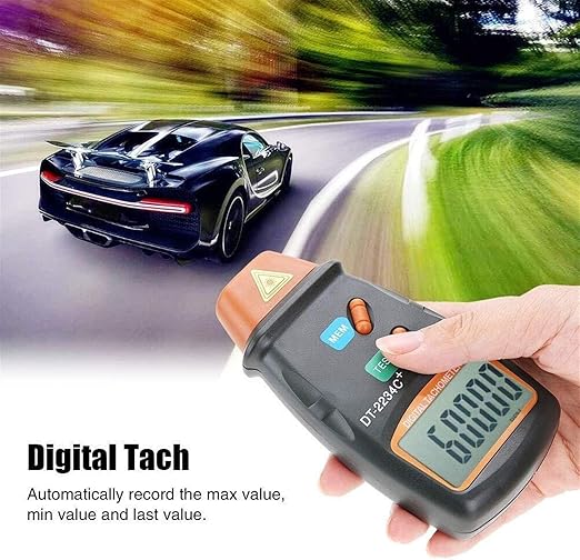 Digital Non-Contact Tachometer,DT-2234C RPM Tach Tester Meter 2.5-99,999RPM Auto Range Motor Digital Photo Tachometer,LCD ABS,Per Car,Wheels, Lathe, Electrical Fan,Paper Making