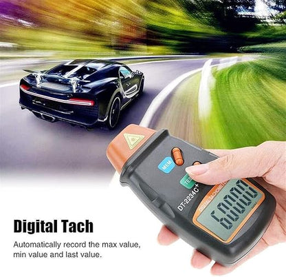 Digital Non-Contact Tachometer,DT-2234C RPM Tach Tester Meter 2.5-99,999RPM Auto Range Motor Digital Photo Tachometer,LCD ABS,Per Car,Wheels, Lathe, Electrical Fan,Paper Making