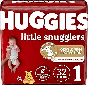 Baby Diapers Size 1 (8-14 lbs), 32ct, Huggies Little Snugglers
