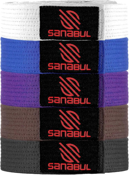 Sanabul BJJ Belt for Men  Women - Brazilian Jiu Jitsu With Ranking Stripes Sleeve Bar - Kids Gi Belt