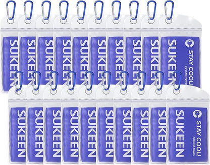 Sukeen Cooling Towels for Neck and Face (40"x12"), 20 Pack, Royal Blue, PVA Material, Reusable