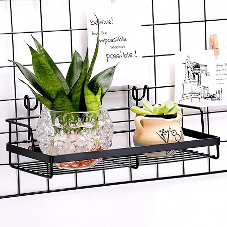 Kaforise Hanging Basket for Wire Wall Grid Panel, Multi-Function Wall Storage and Display Basket, Small Size, Black Painted