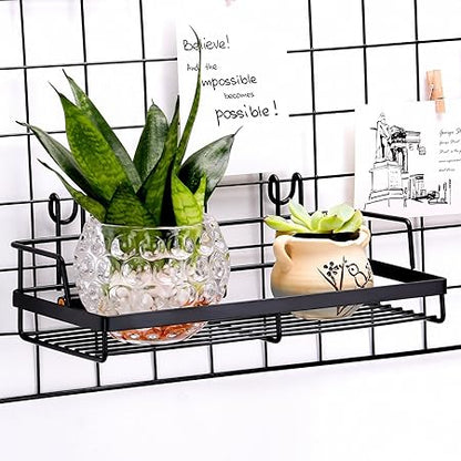 Kaforise Hanging Basket for Wire Wall Grid Panel, Multi-Function Wall Storage and Display Basket, Small Size, Black Painted