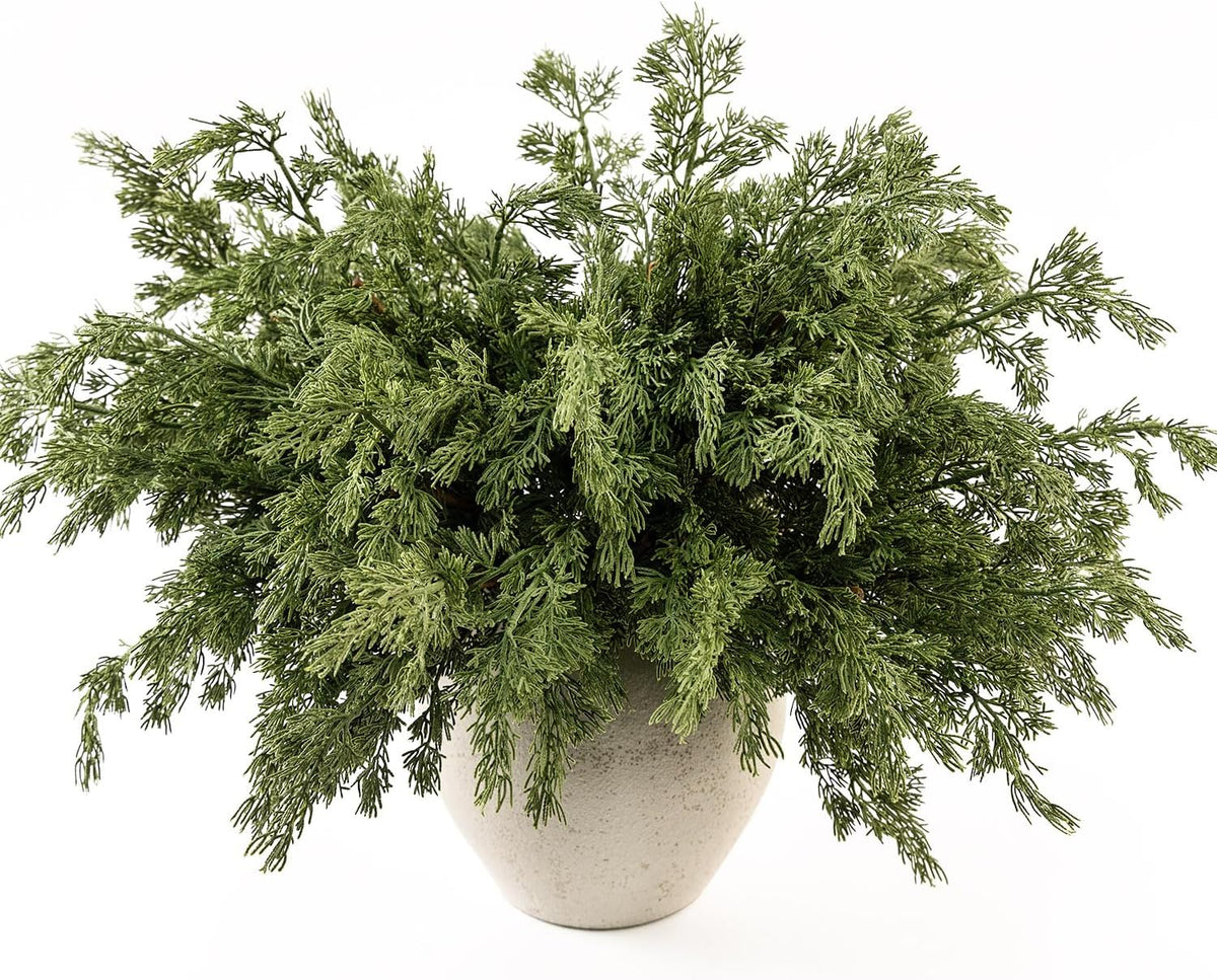 MISSPIN 12 Pcs 21.5 Inches Christmas Cedar Branches, Cedar Artificial Christmas Branches DIY Crafts Faux for Xmas Indoor Outdoor Home Decor