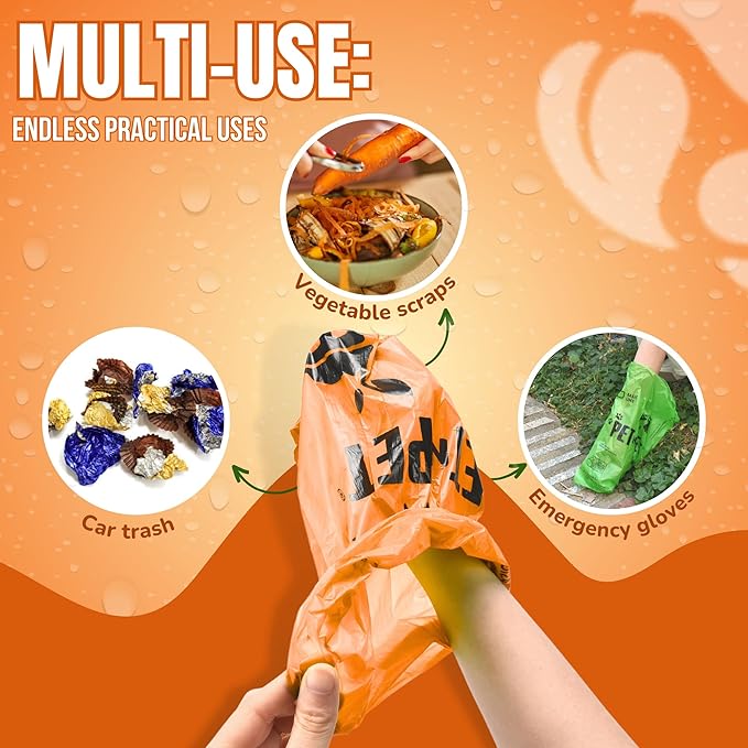 Pet N Pet 1080 Counts Orange Poop Bags for Dogs, 38% Plant Based & 62% PE Extra Thick Dog Poop Bags Rolls, 9" x 13", Unscented Pet Waste Bag