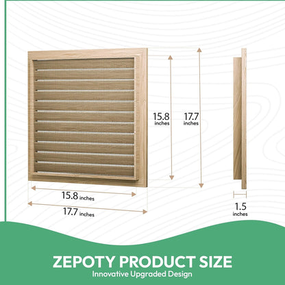 18" x 18" Wood Gable Vent with Metal Screen – Heavy-Duty Mesh, Paintable Finish, Perfect for Attics & Outdoor Sheds, Vent Opening: 16" x 16"