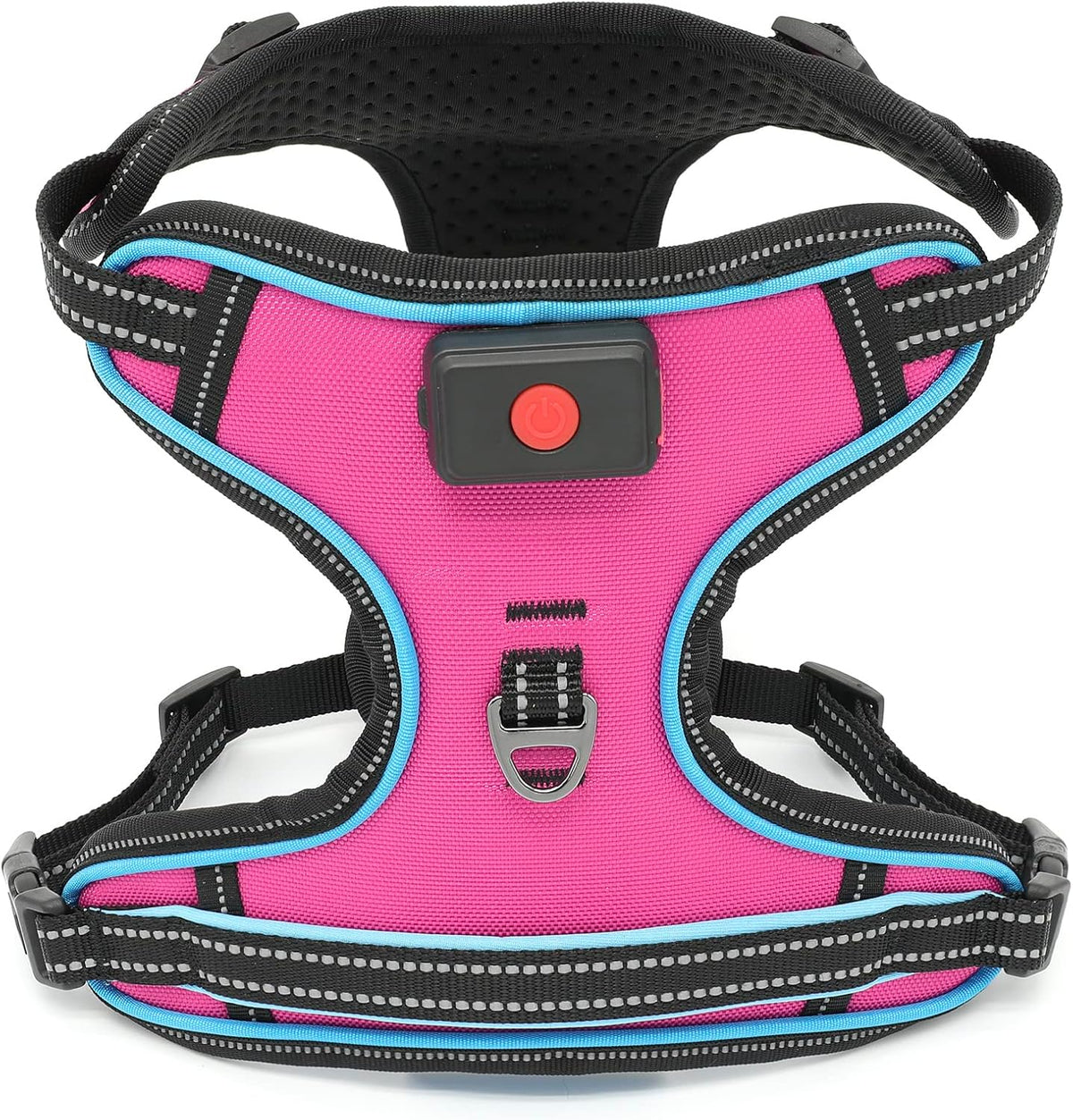 Safety LED Dog Harness - Light Up Dog Vest, No-Pull Dog Harness - Rechargeable Glowing Pet Harness for Night Walking & Camping (Purple+pink Light, Small)