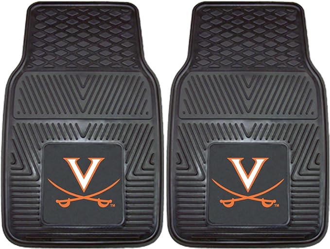 FANMATS 13249 Virginia Cavaliers 2-Piece Heavy Duty Vinyl Car Mat Set, Front Row Floor Mats, All Weather Protection, Universal Fit, Deep Resevoir Design