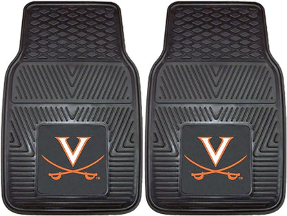 FANMATS 13249 Virginia Cavaliers 2-Piece Heavy Duty Vinyl Car Mat Set, Front Row Floor Mats, All Weather Protection, Universal Fit, Deep Resevoir Design
