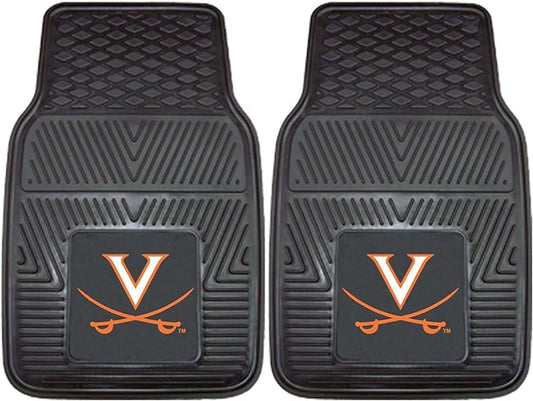 FANMATS 13249 Virginia Cavaliers 2-Piece Heavy Duty Vinyl Car Mat Set, Front Row Floor Mats, All Weather Protection, Universal Fit, Deep Resevoir Design