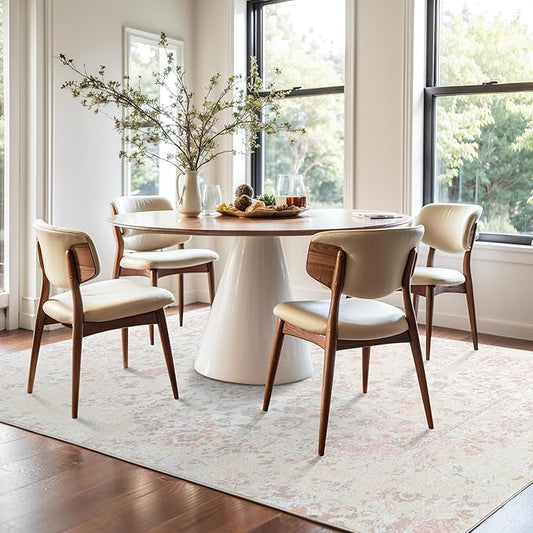 6x9 Area Rug - Vintage Floral Style for Indoor Spaces -Soft, Washable, Non Slip  Stain Resistant -Ideal for Living Room, Bedroom, Dining Room and Home Office, Beige