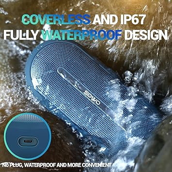 SOWO Portable Bluetooth Speaker - Wireless Speaker Waterproof with Partyboom Technology - 40W, Loud Clear Stereo Sound and Bass Boost - 16H Playtime for Outdoor, Camping and Travel Use - Blue
