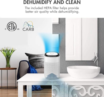 Tenergy Sorbi 1000ml Air Dehumidifier wPurifying Function, True HEPA Filter, Auto Shutoff, Touch Control Adjustable Air Speed, Ultra-Quiet, Ideal for Closets  Bathrooms