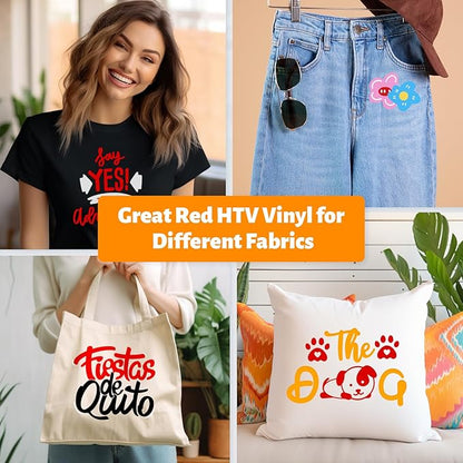 Heat Transfer Vinyl HTV 3-Roll 12 x 20Ft, Iron On Vinyl for Shirts, 3 Colors of HTV Compatible with All Cricut Machines, Easy Cutting and Weeding for Christmas DIY Garment Designs