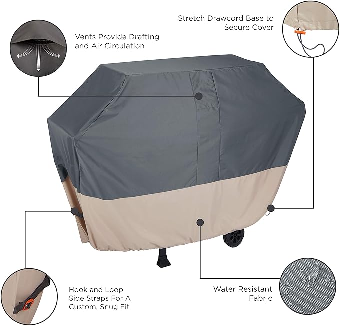 MODERN LEISURE 3019 Renaissance Ultralite Medium Size 4-Burner Grill Cover (65 inches W x 25 inches D x 44.5 inches H) Gray & Ambient