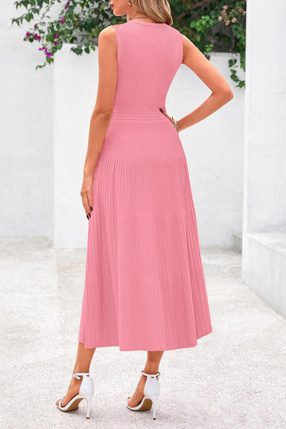 PRETTYGARDEN Spring Casual Dresses for Women 2026 Summer Business Work Midi Sleeveless A Line Pleated Cocktail Dress