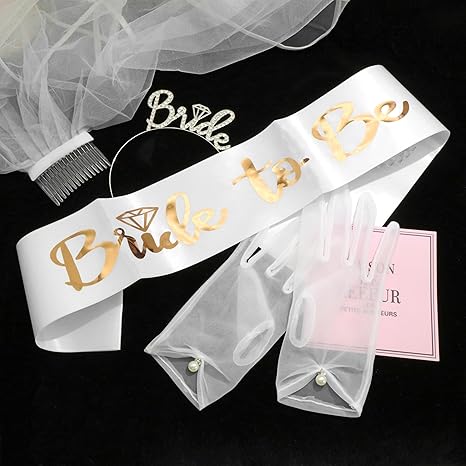 White Short Wedding Veil Pearl Rhinestone Bride Veils Bridal Veils Bachelorette Party Veil for Brides and Women