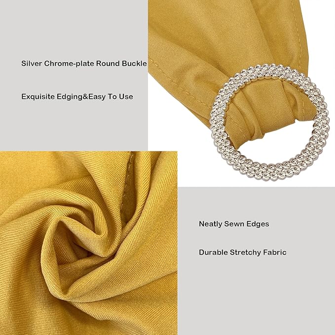 Spandex Chair Sashes Bands 50PCS Stretch Chair Ties Bows with Buckle Slider for Wedding Party Banquet Decoration (Gold)A