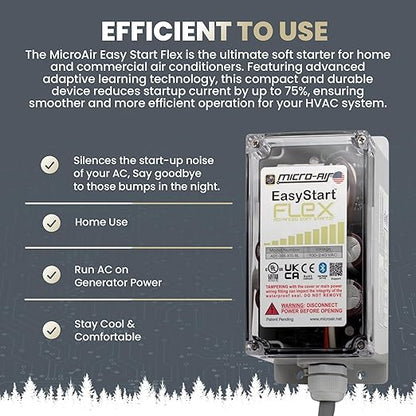MICRO-AIR EasyStart FLEX 398 - Bluetooth Soft Start Kit for Home Air Conditioner, RV  Commercial Use, Works with Generators, Reduces Power Surge, Efficient Start-Up - Up to 6 Tons