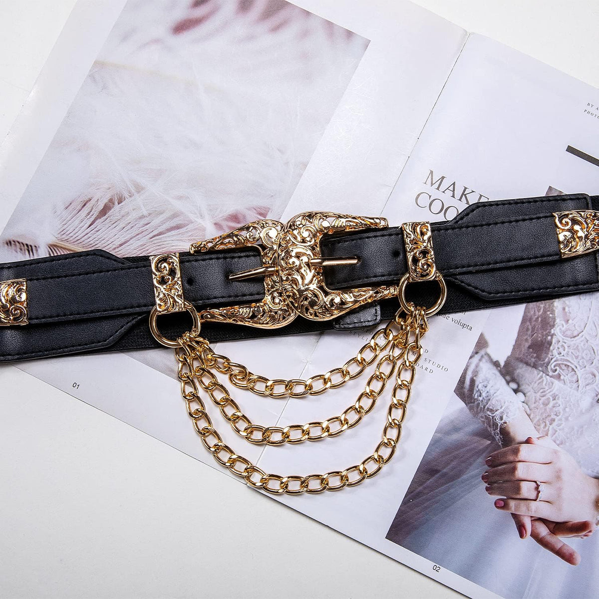 Barry.Wang Rhinestone Belts for Women Silver Gold Bling Belt Diamond Crystal Studded for Jeans Dress Bridal Christmas
