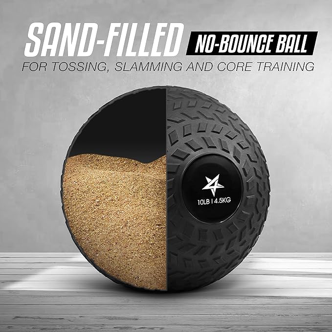 Yes4All Slam Balls Upgraded, 10-12lb Medicine Ball Weight, Durable PVC Sand Filled Workout Dynamic Medicine Ball for Core Strengthen