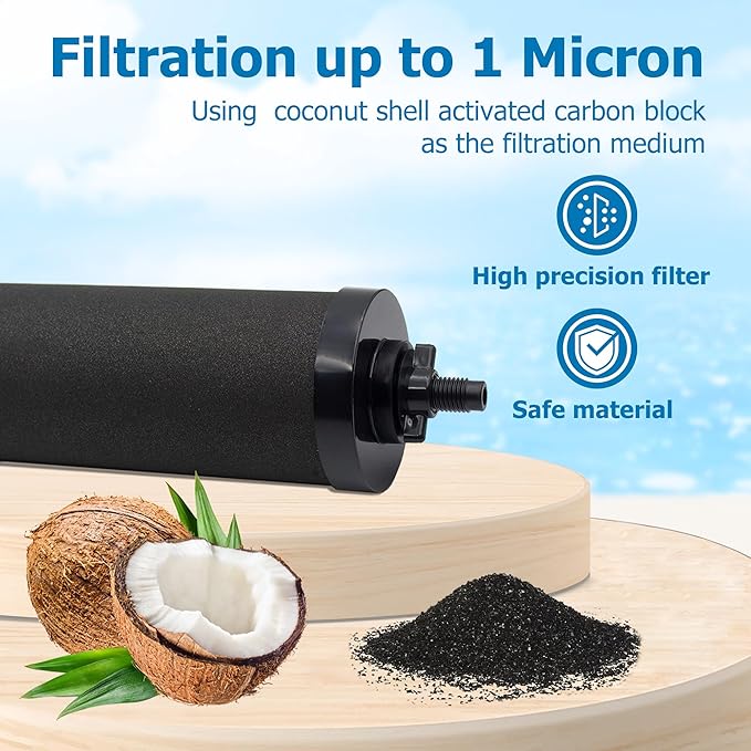 Water Filter Replacement for Berkey BB9-2 Black Activated Carbon Filters, Compatible with Berkey Gravity Water Filter System, Pack of 2