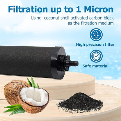 Water Filter Replacement for Berkey BB9-2 Black Activated Carbon Filters, Compatible with Berkey Gravity Water Filter System, Pack of 2