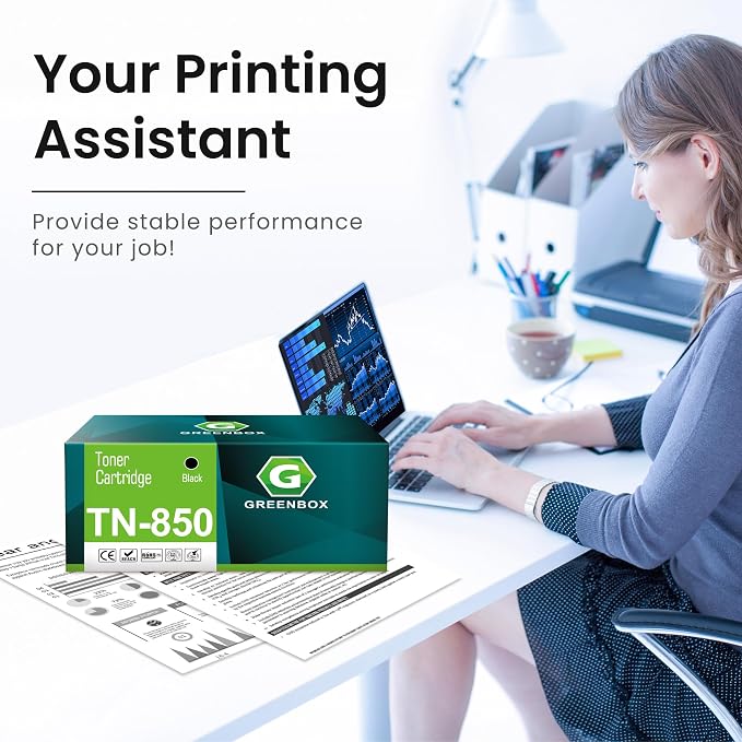 GREENBOX Compatible TN850 High Yield Toner Cartridge Replacement for Brother TN850 TN-850 TN820 TN-820 for DCP-L5500DN DCP-L5600DN MFC-L5700DW HL-L5000D MFC-L5800DW MFC-L5850DW Printer (2 Black)