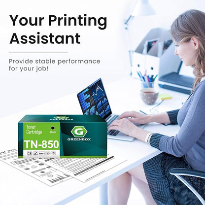 GREENBOX Compatible TN850 High Yield Toner Cartridge Replacement for Brother TN850 TN-850 TN820 TN-820 for DCP-L5500DN DCP-L5600DN MFC-L5700DW HL-L5000D MFC-L5800DW MFC-L5850DW Printer (2 Black)