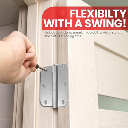 Utopia Home Pack of 1 Rounded Interior Door Hinges, 3.5 Inch, 58" Radius Edges, 3 x 3 inch, Both Interior and Exterior (Silver)