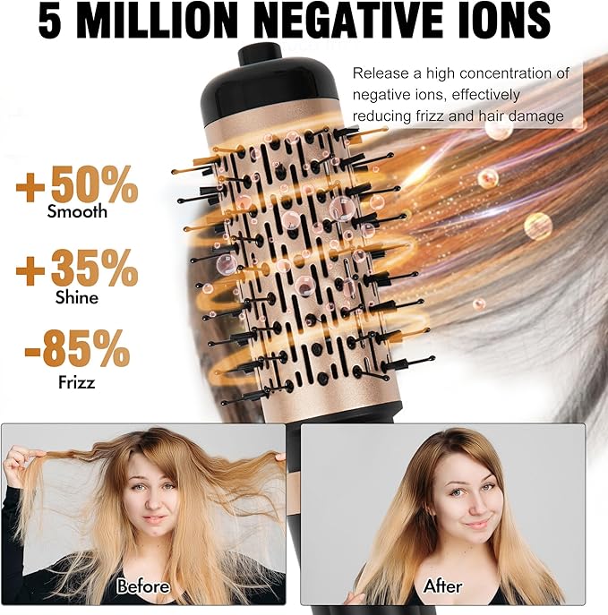 DAILYLIFE Rotating Hair Dryer Brush, Hot Air Brush (1.5"), Spinning Blow Dryer Brush with Ceramic Coating  Ionic Technology