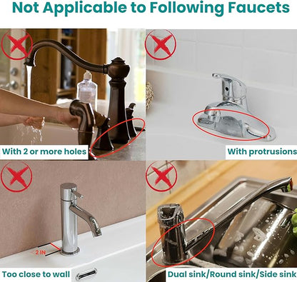 Kitchen Sink Splash Guard,Sink Protectors for Kitchen Sink,Sink Mat,Sponge Holder,Silicone Faucet Handle Drip Catcher Tray for Kitchen Bathroom Sink Accessories(Black,13.7Aux 5.8Au)