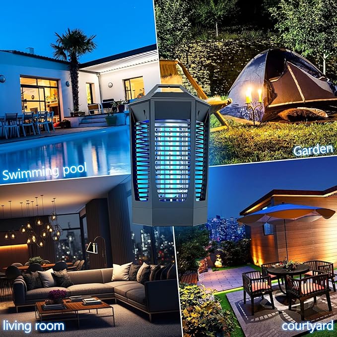 Bug Zapper Outdoor, 20W Mosquito Zapper with Dusk to Dawn Light Sensor, 4200V Electric Bug Zapper Indoor for 2300 Sq Ft Coverage